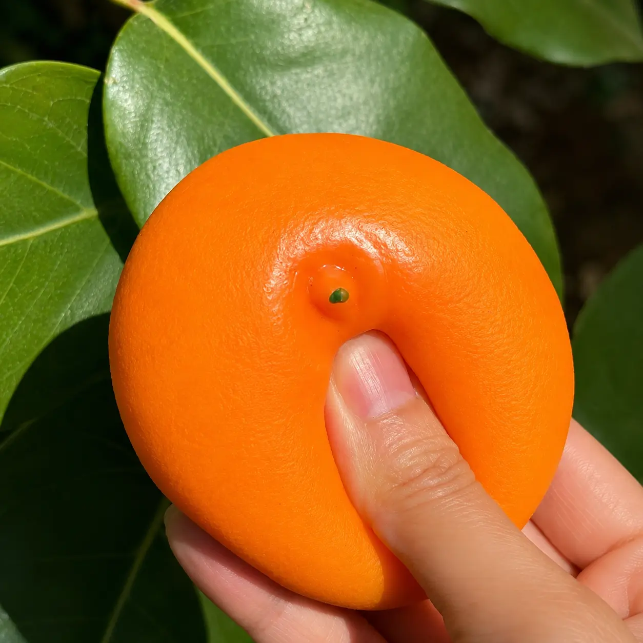 Orange Crunchy Moldable Stress Ball, Hand Squeeze Ball, Squeeze Fidget Toy with ASMR Sensory Filling, Stress and Anxiety Relief Toy for Adults