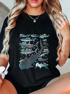 100% Cotton Shark Species Shark Gifts Shark Faces Tee Marine Biology T-Shirt