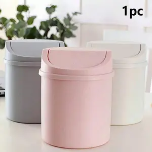 Mini Trash Can with Lid, Trash Storage Can, Small Desktop Waste Bin, Plastic Table Garbage Container, Leak-Proof Design, for Bathroom, Home Office, Living Room