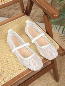 Women's Embroidered Mesh Ballet Flats, Elegant Square-Toe Flat Shoes, Lightweight Breathable Comfortable Footwear, Party and Daily Wear