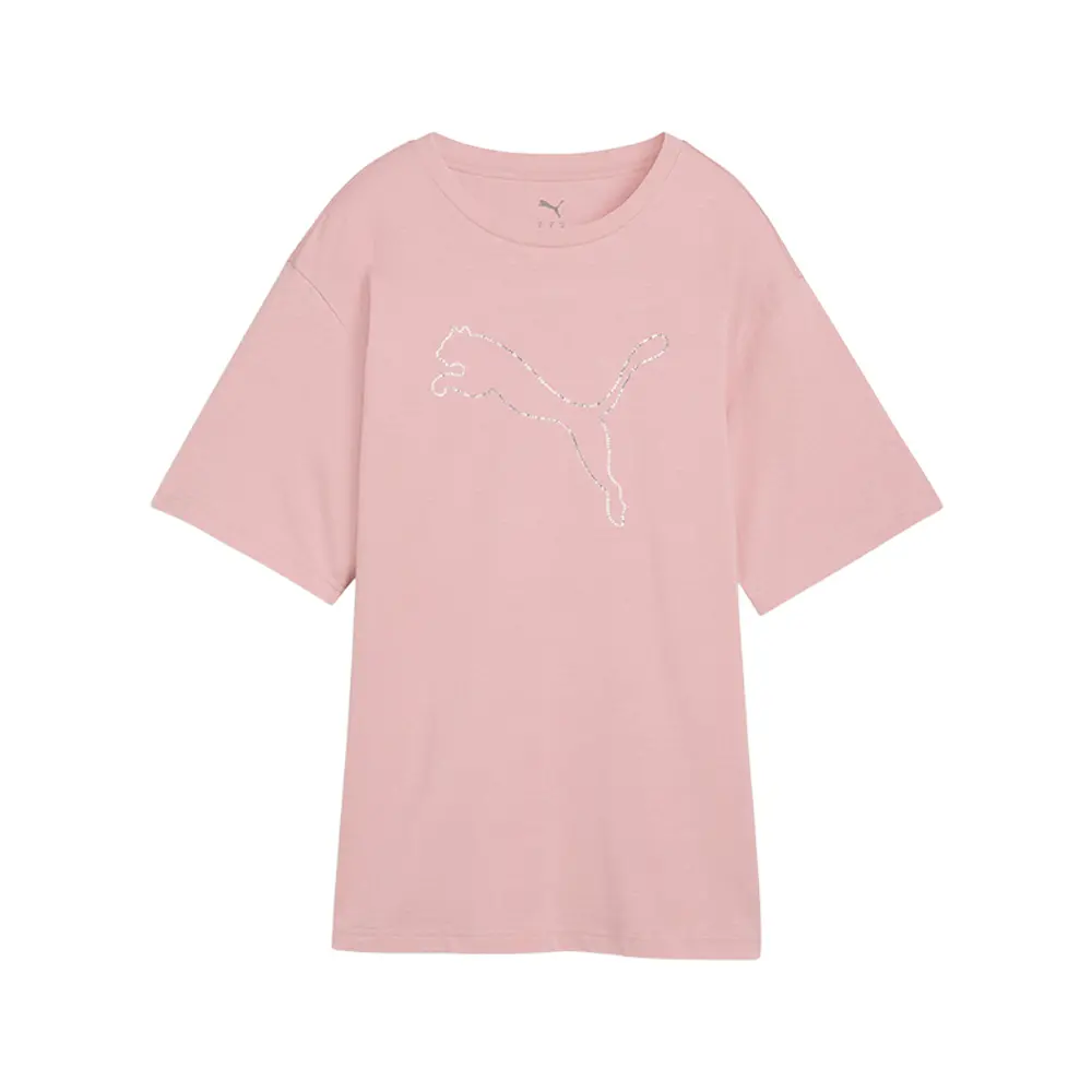 PUMA Womens Bedazzled Relaxed Crew Neck Short Sleeve Casual Tops Casual - Pink