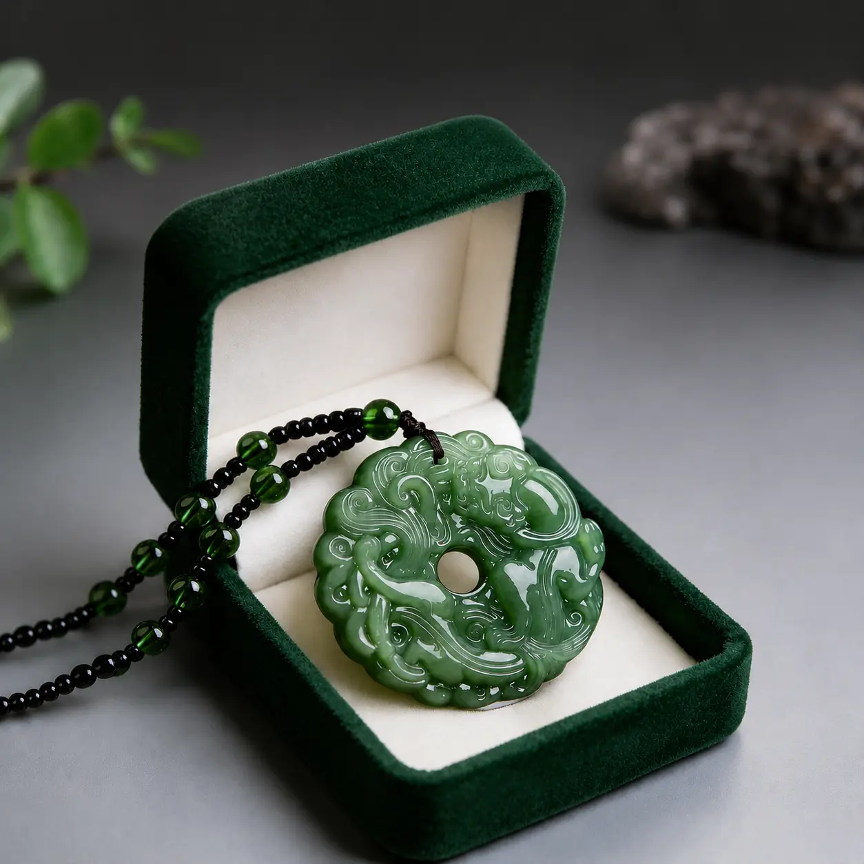 Green Pixiu Dragon PendantNecklace, Unisex Jewellery，Lucky Wealth-Attraction Protection Amulet