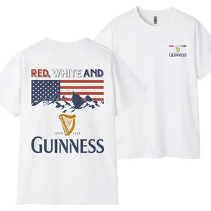 Red White And Guinness Graphic T-Shirt, Funny Beer 4th of July Tee, Patriotic Summer Streetwear Casual Unisex Top