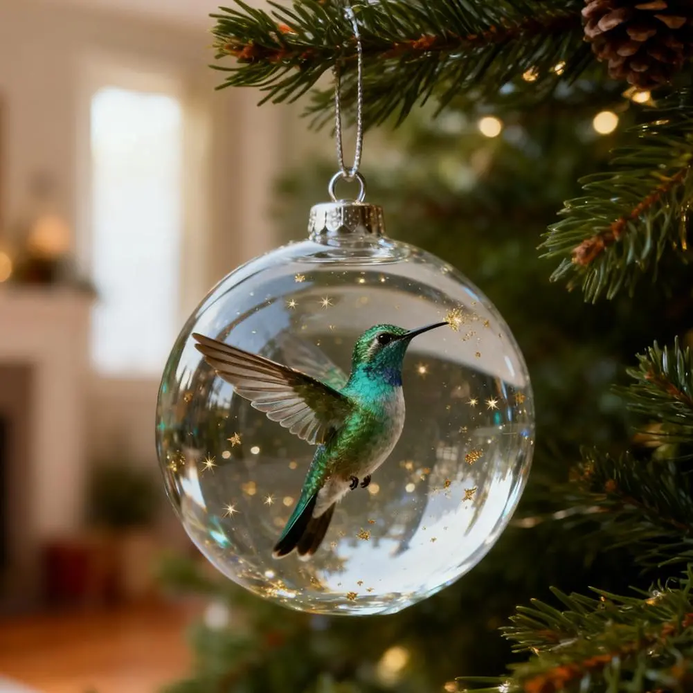 8CM Transparent Acrylic Crystal Ornament Set, Cardinal/Hummingbird Pattern Nature-Inspired Holiday Decoration Hanging Pendant for Christmas Tree & Home (Toys & Hobbies - Classic & Novelty - Model & Toy Vehicles)
