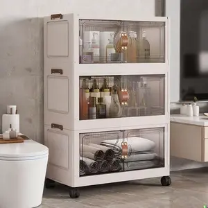 Foldable Storage Cabinet Multi-Layer Plastic Box, Portable Home Organizer for Bedroom Living Room, Easy-To-Use Multifunctional Rack, Drawer Cabinet