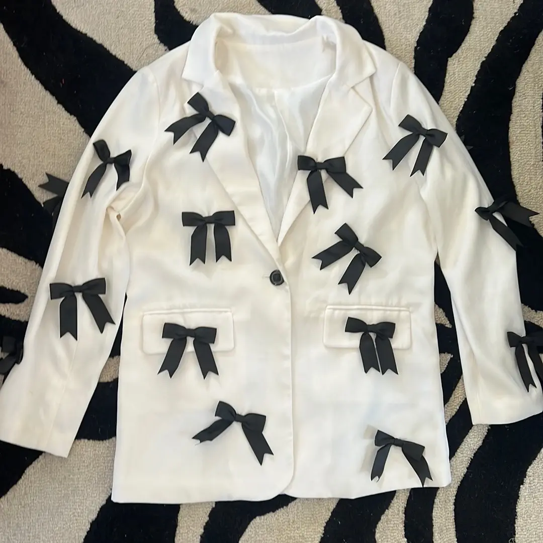 Upcycled Ivory Bow Blazer