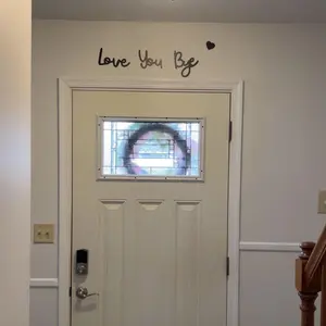 Wooden Wall Art Love You Bye Letter Pattern Wall Hanging Decor Inspirational for Home Prayer Room Farmhouse Ornaments Art Decoration Hangable