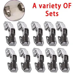 Stainless Steel Invisible Cabinet Door Hinges, 90 Degree Spring Design, Surface Mounted Frameless Kitchen Door Hinges, Hardware Accessories