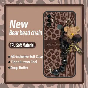 Anti-knock Bear bracelet Phone Case For Tecno Spark 7/Spark7T soft case Back Cover Waterproof silicone Cartoon Dirt-resistant Skin-friendly feel cute Simplicity protective case