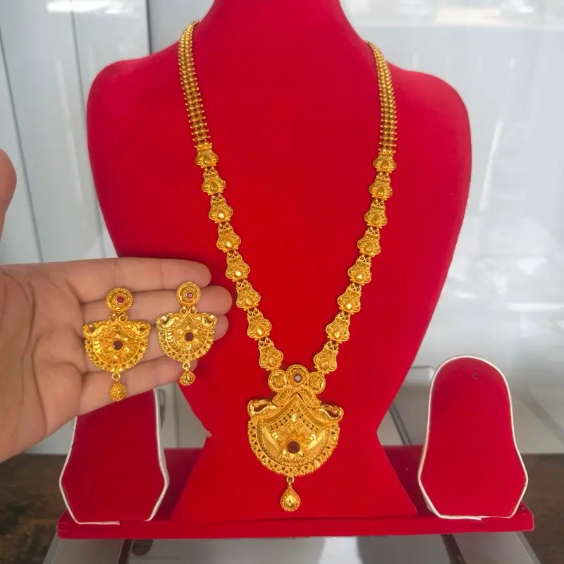 Gold plated Long Rani Haar/Necklace with Earrings