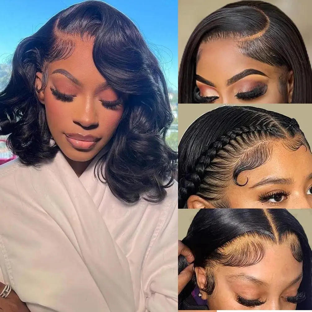 Bob Wig Human Hair Loose Body Wave Bob Wig 18 Inch 13X4 Lace closure Wigs Human Hair Glueless Ready to Go Wigs 180% Density Pre Plucked Pre Cut