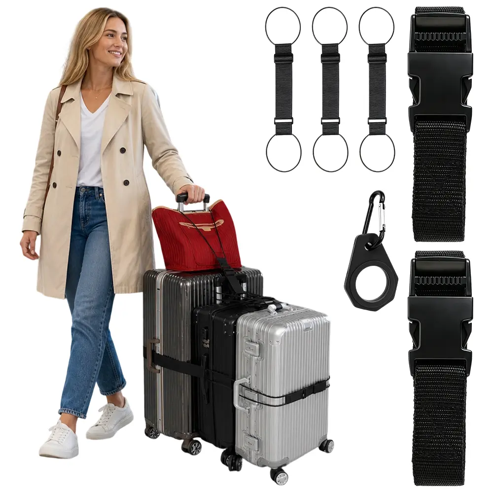 6pcs Luggage Connector Straps, Adjustable Nylon Bag Bungee Belts for Suitcases Backpacks and Travel Bags, Secure Add-a-Bag Accessories sohochic