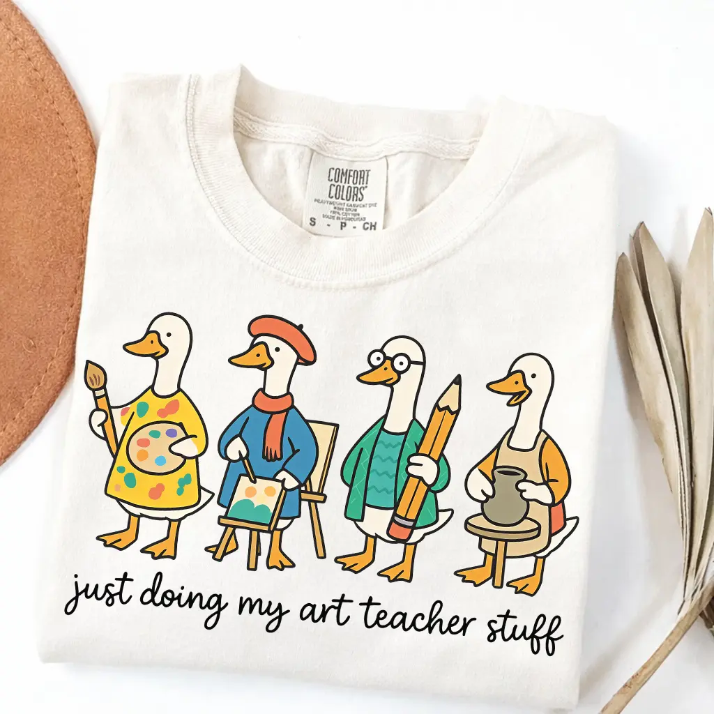 Funny Art Teacher Shirt • Silly Goose Teaching Art Tee • Comfort Colors Art Educator Gift • Painting Pottery Drawing Teacher Appreciation