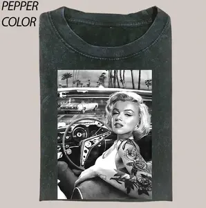 Vintage MARILYN MONROE T-shirt Tattoo Lowrider Urban Streetwear T-Shirt, Hiphop RnB Rapper Singer Graphic Menswear Top Underwear Tshirt