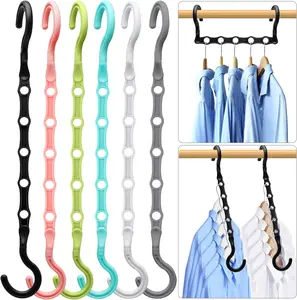 College Dorm Room Essentials, Magic Hangers Space Saving Clothes Hanger, Closet Organizers and Storage for 30 Heavy Clothes, Smart Space Saver Sturdy Plastic Hangers with 360° Rotating Hooks, 6 Pack MSHALADE