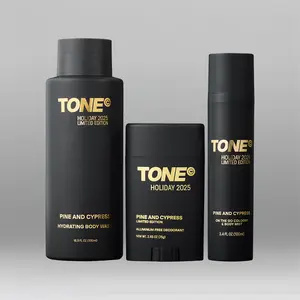 TONE Holiday Scent Essentials Collection 48-Hour Fresh Holiday Set – Aluminum-Free Deodorant, Hydrating Body Wash & Travel Body Mist