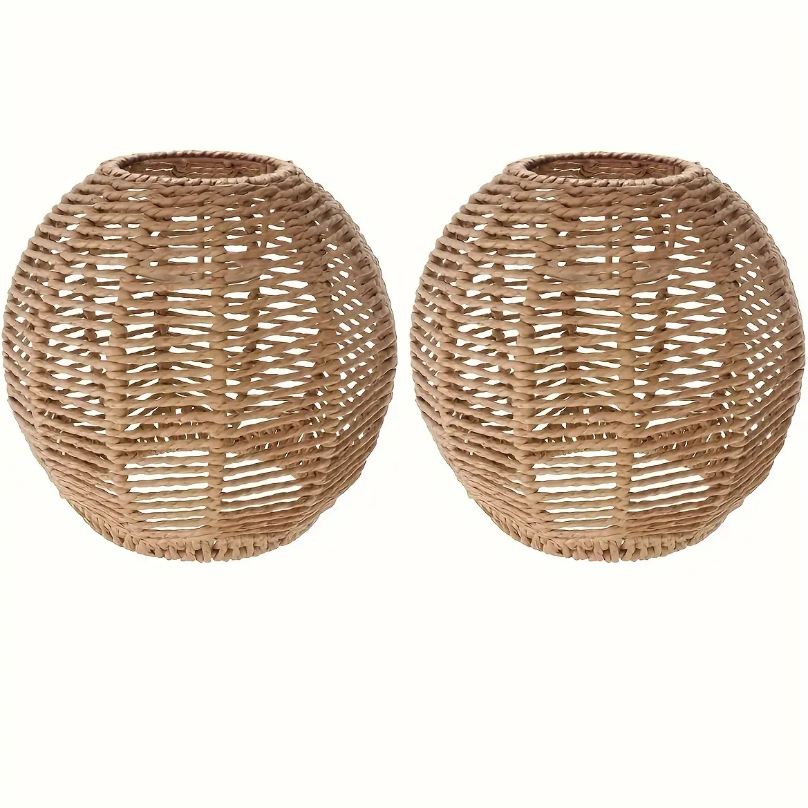 "2pcs Modern Rattan Basket Chandelier Lamp Shades - Woven Fabric Pendant Light Fixture Covers for Home, Restaurant, Cafe & Teahouse Decor - 5.89""W x 5.51""H -  For Interior Design Enthusiasts - Perfect Gift for Housewarming"