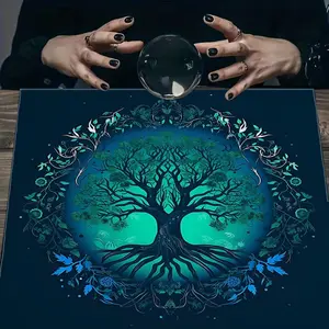 Deep Blue Life Tree Print Tarot Card Tablecloth, Furniture Protector, Coffee Table Cover, Party Decor, Home Decoration, Ritual Items