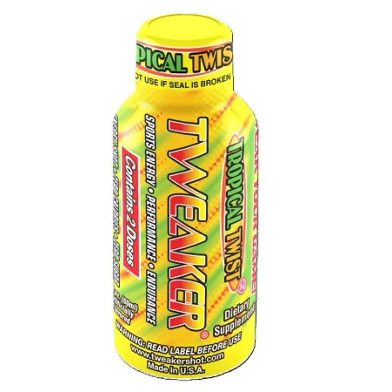Tweaker Energy Tropical Twist Caffeinated Energy Drink Shots - 12ct Bulk Pack, 2 fl oz Single Dose, High Caffeine, Focus-Boosting Workout Fuel Supplement for Active Adults’ Nutrition & Vitamin Support, Energy Drinks, Workouts