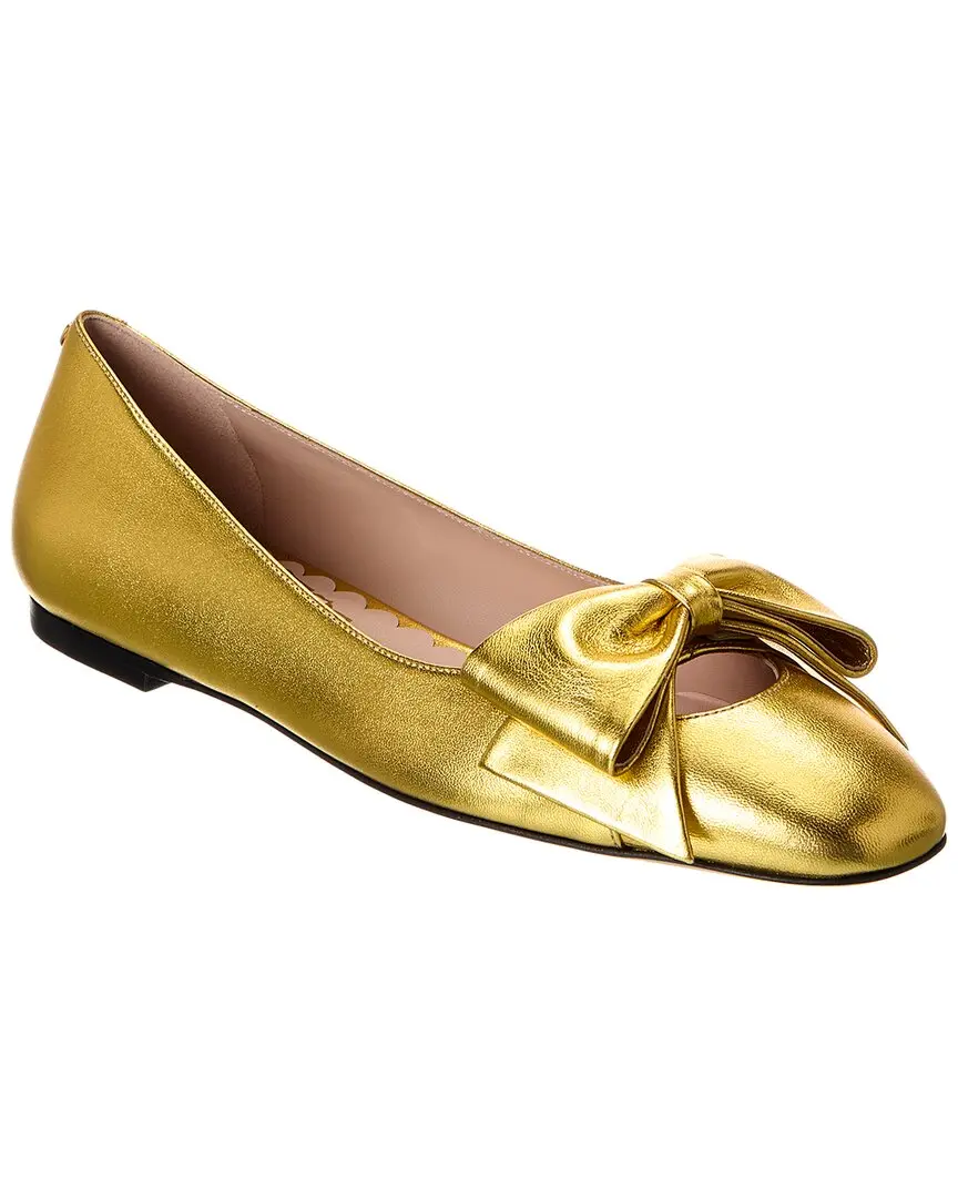 Valentino Bow Leather Ballerina Flat