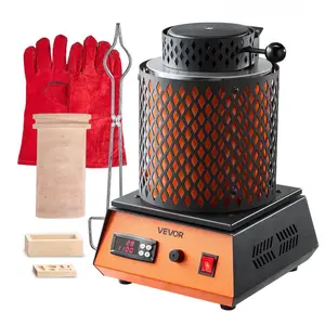 VEVOR Electric Melting Furnace, 1500W Electric Metal Smelter Foundry, 2102/1150 Metal Smelting Machine with 5kg Ceramic Crucible, Gold Smelting Kit for Jewelry Making, Metal Bars, Metal Components