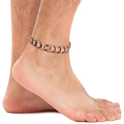 MagnetRX Ultra Strength Copper Magnetic Anklet for Men - 48 Neodymium Magnets 3500 Gauss - Adjustable Jewelry Accessories