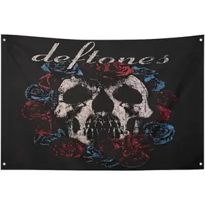 for DefTones Flag Skull Art Poster Tapestry for Decorating Garden Yard Balcony Wall Hanging College Dorm Wall Decor Room Flags 3x5 ft