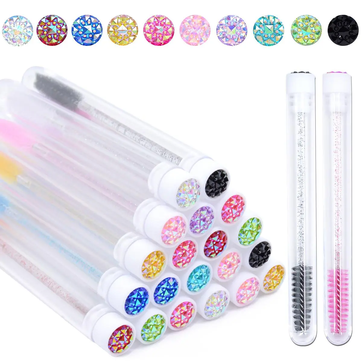 20Pcs Eyelash Extension Brushes With Tubes Lash Mascara Wands Eyebrow Comb Spoolies Container Disposable Makeup Tool Applicator 2026 New