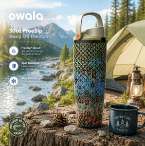 Owala FreeSip Sway 30oz Off The Hook Edition Sport Water Bottle BPA Free Insulated Tumbler for Gym, Fishing & Travel