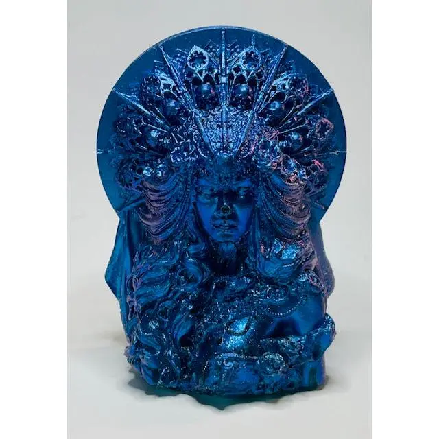 Royal Blue Skull Queen Epoxy Decor - 3.5 to 4 inches tall.