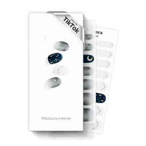 ohora Semi Cured Gel Nail Strips - Dark, Patterned, Long Lasting, Easy to Apply & Remove - Includes 2 Prep Pads, Nail File & Wooden Stick