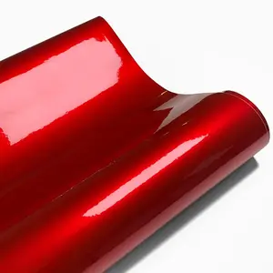 Ultra Glossy Red Metallic Vinyl Wrap Film Roll With Air Release Self Adhesive Car Wrapping Motorcycle DIY Decal Sticker