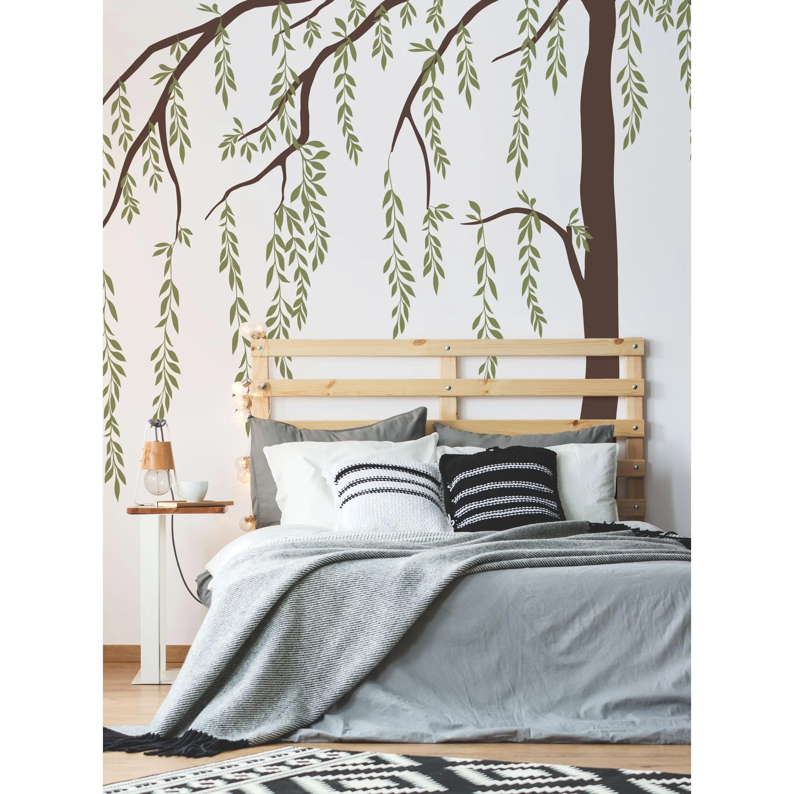 Leafy Weeping Willow Tree Decor Stickers, Removable Vinyl Wall Stickers for Home Decor