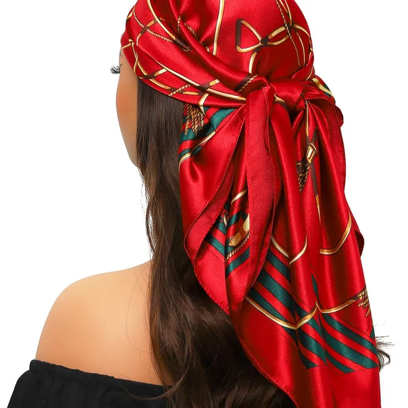 90 × 90cm Fashionable Scarf, Casual Versatile Head Scarves for Women & Men, Fashion Accessories for Daily Wear, Trendy All-match & Exquisite Scarf for Birthday Gift, Headscarf