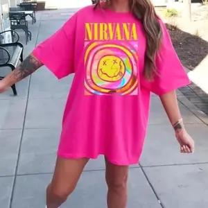 Outfit Y2K Nirvana Shirt Nirvana Preppy 90’s Utero Nirvana Tour Album Unisex Hot Pink Vintage Rock Band Oversized Merch Shirt Sweater Blue Smiley Graphic Tee Face Crewneck Sweatshirt Hoodie Classic T-shirt Clothing Cotton COV