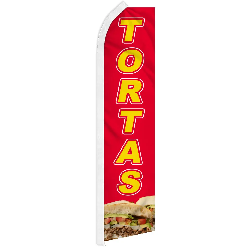 High Vis Curved Edge Red & Yellow Banners, 11.5x2.5ft Free-Fly Super Flag - Festive & Party Backdrops, Outdoor Ads Home Supplies