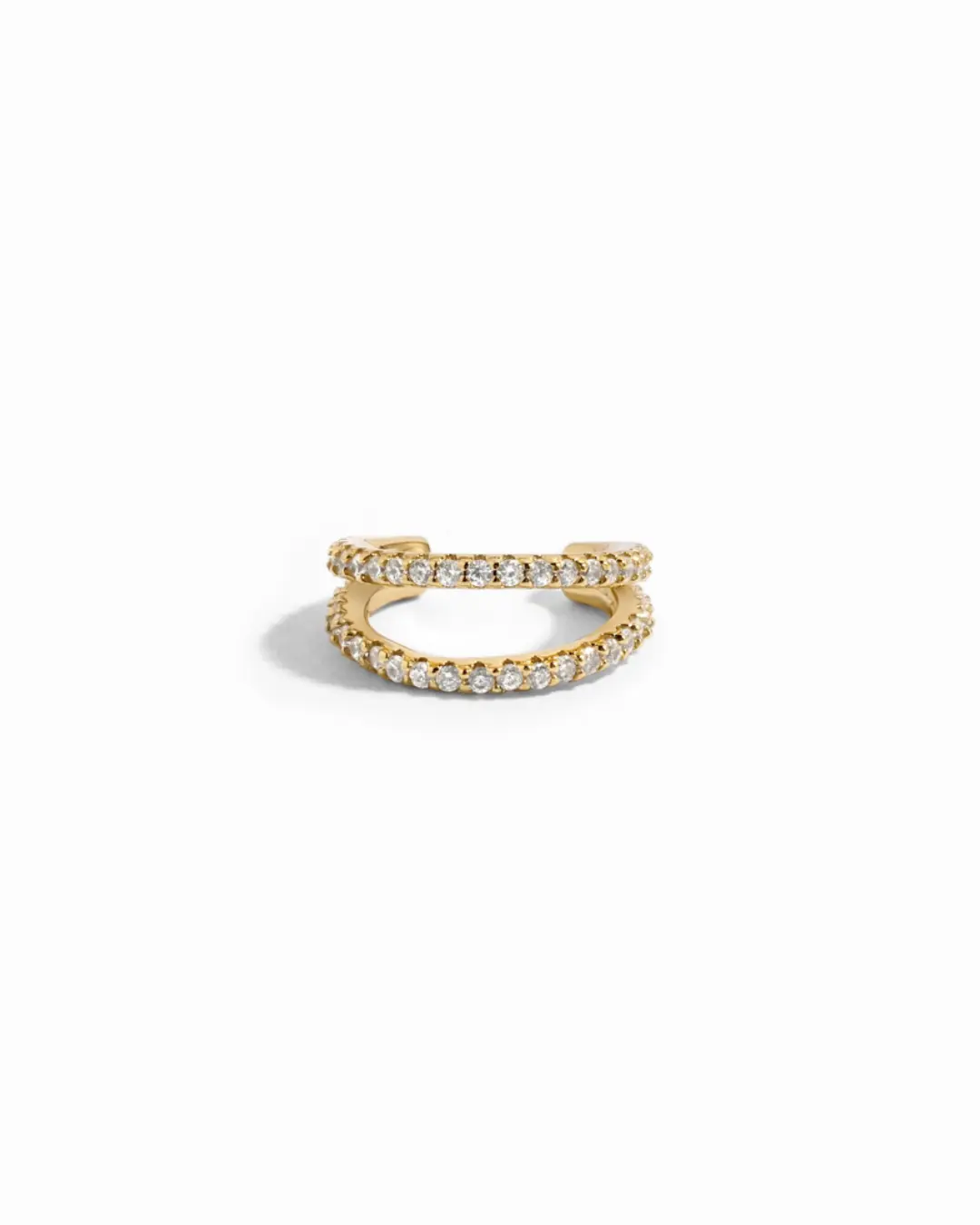 Sami Jewels Double Up Ear Cuff, CZ Double Row Ear Cuff, 925 Sterling Silver Plated with 14k Gold, Sold as Single Ear Cuff, Hypoallergenic and Nickel-free, Ideal for Everyday Wear