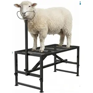 Goat Milking Stand, 47x23 Inch Livestock Stand, Metal Sheep Milking and Shearing Stand 21" to 33" Adjustable Height, with Headpiece and Nose Loop