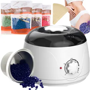Portable Electric Wax Heater Warmer Kit For Total Body Hair Removal,Pot Hot Wax Heater With 400g Beans & 10 Sticks For Facial, Armpit Waxing at Home