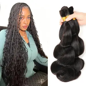 12A Grade Human Braiding Hair For Boho Braids 300g Natural Black Body Wave Curly Bulk Human Hair For Boho Braiding No Weft 100% Raw Unprocessed Brazilian Human Hair Bulk Curly k Wet And Wavy Human Hair for Black Women Beginner Friendly 3 Bundles/Pack