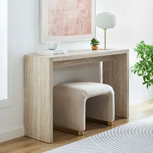 Mirella Faux Travertine Console Table in Travertine Mirella Faux Travertine Console Table in Travertine