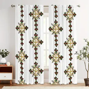 Modern Geometric Triangle Pattern Curtains, High-Definition Digital Print, Fade Resistant, Easy Care, Polyester Fabric, Living Room Drapes