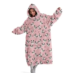 hoodie blanket，Wearable Blanket，Women's Hooded Blanket Sweatshirt, Modern Cartoon Panda Print Wearable Blanket, Large Pocket, Comfortable Lightweight Gift，Christmas Gift,Valentine's Day gift, Lightweight Cozy Blanket