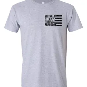 Whiskey steak guns and freedom flag premium short  t-shirts Menswear Softsleeve. Crewneck