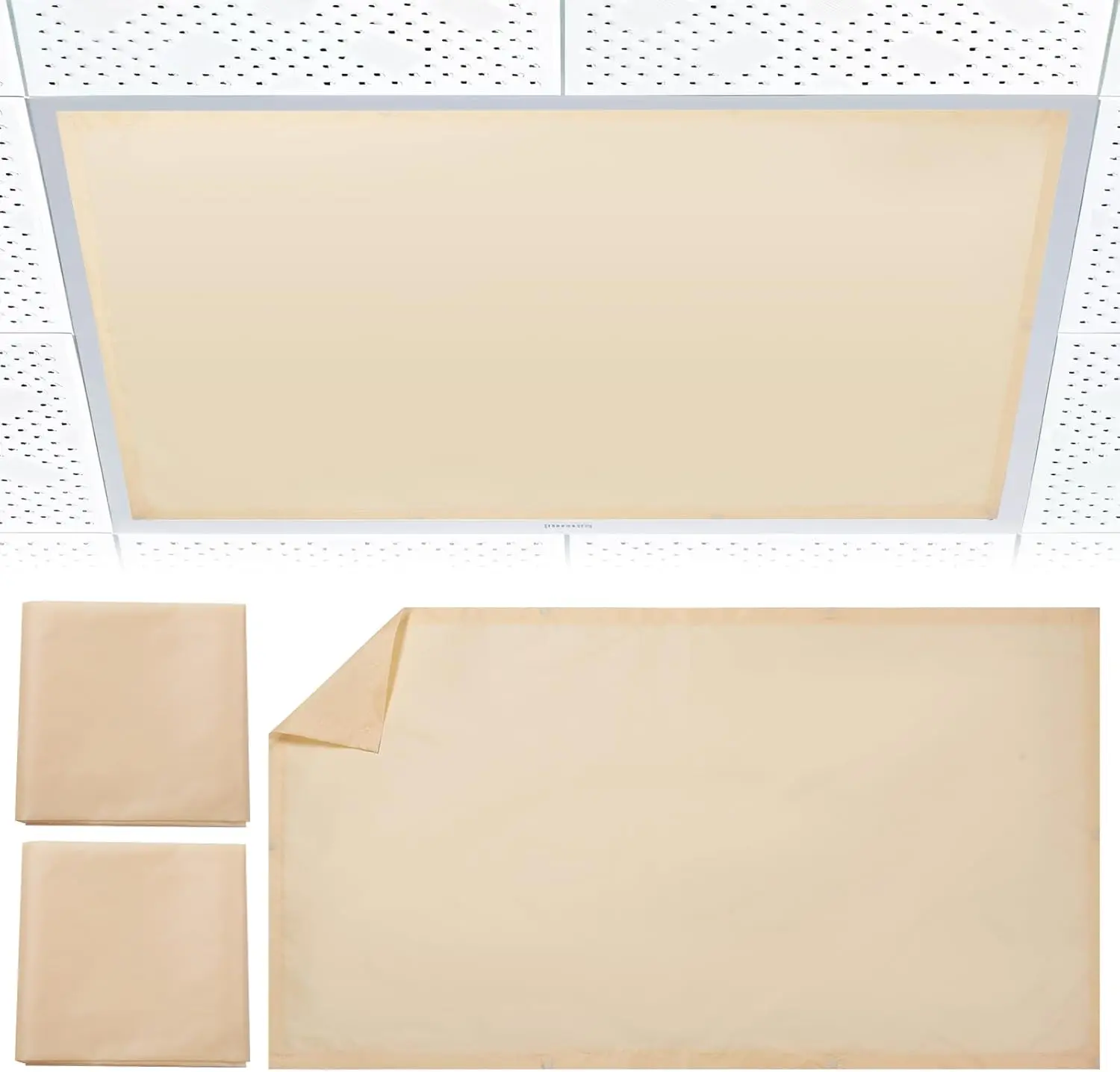 2pcs Fluorescent Light Covers - Light Covers for Ceiling Lights Classroom, Magnetic Light Filters for Office, Hospitals, Home 4 x 2 Feet (warm yellow)