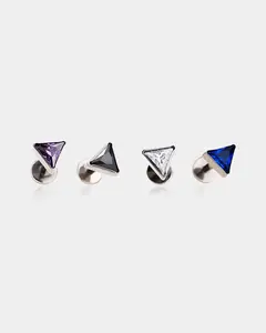 Triangle CZ Internally Threaded Titanium Cartilage Stud