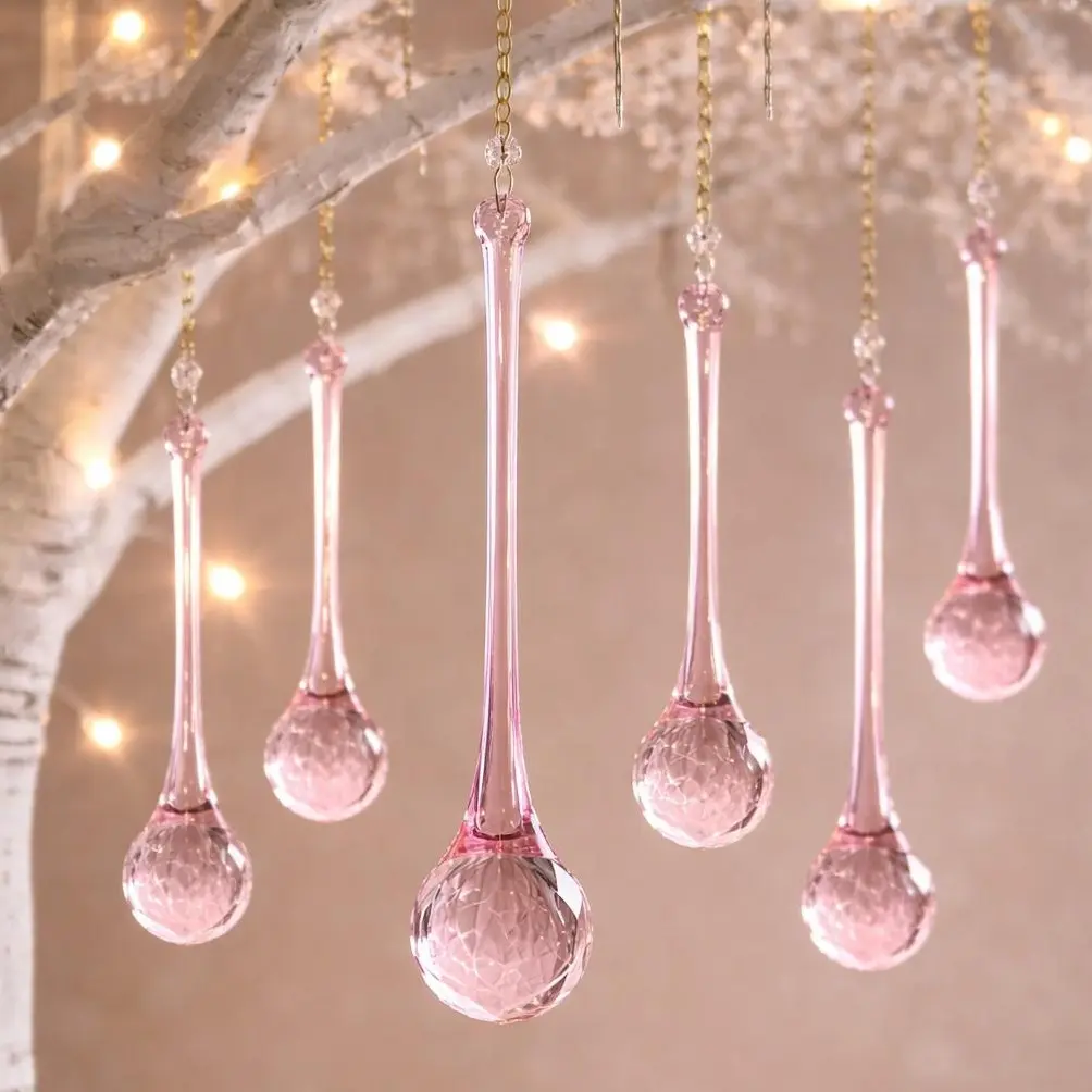 Blush Elegance Crystal Wands – Luxury Hanging Prisms Artificial Rhinestone Decor