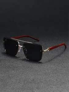 Men's Vintage Geometry Frame Sunglasses, 2024 New Style Trendy Casual Sun Protection Sunglasses for Everyday Use, Fashion Accessories for Outdoor Activities