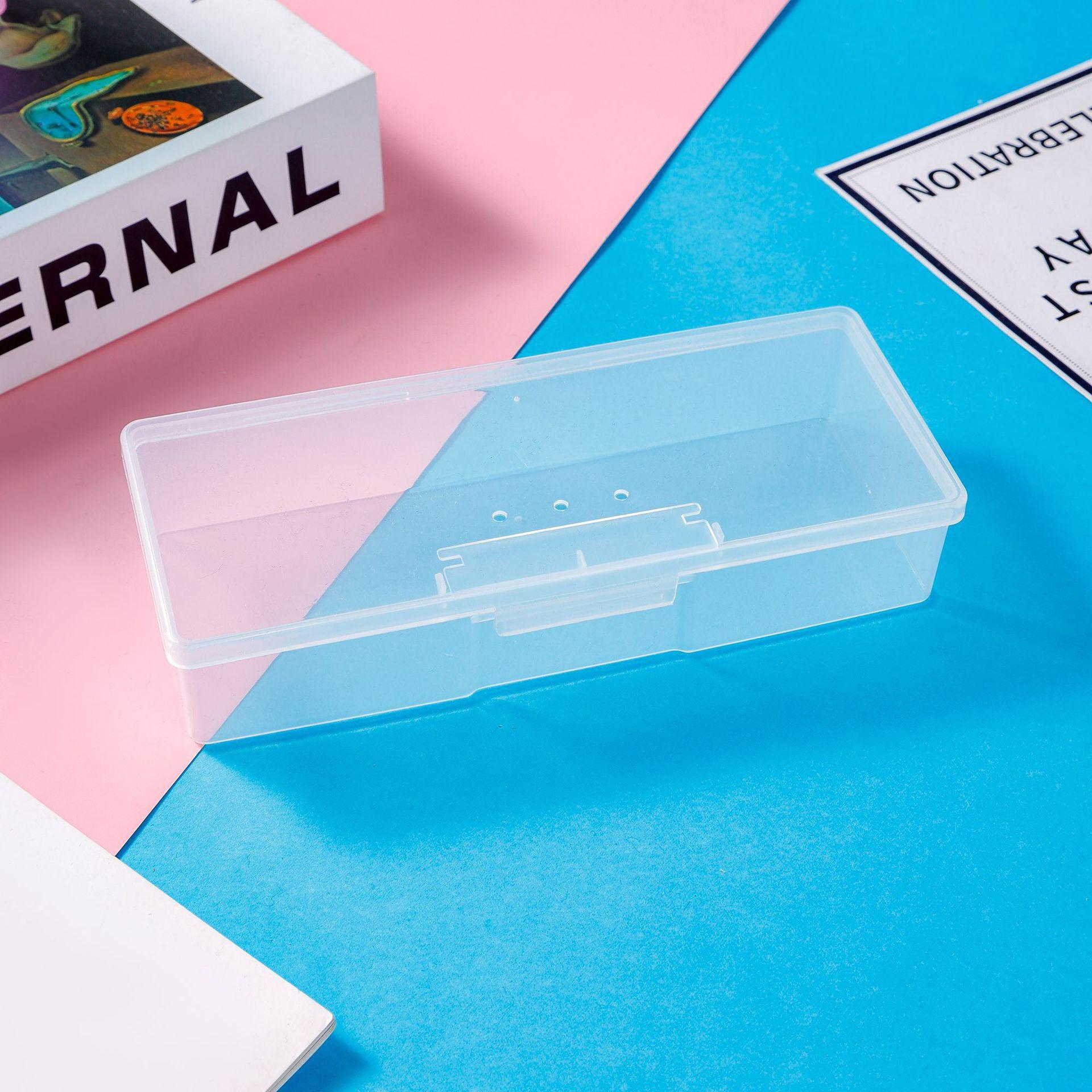 Portable Plastic Rectangular Box with Lid – Compact Flip-Lid Storage Case for Stationery, Tools