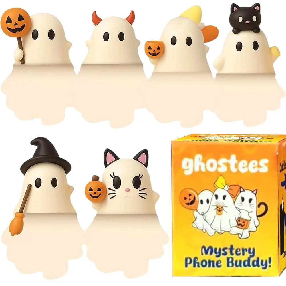 Mobile phone decorative stickers 6 Pack Halloween Cute Ghost Phone Top Ornaments Spooky Ghost Figurine Cell Phone Decorations For All Smartphones Halloween Party Favor Holiday Gift